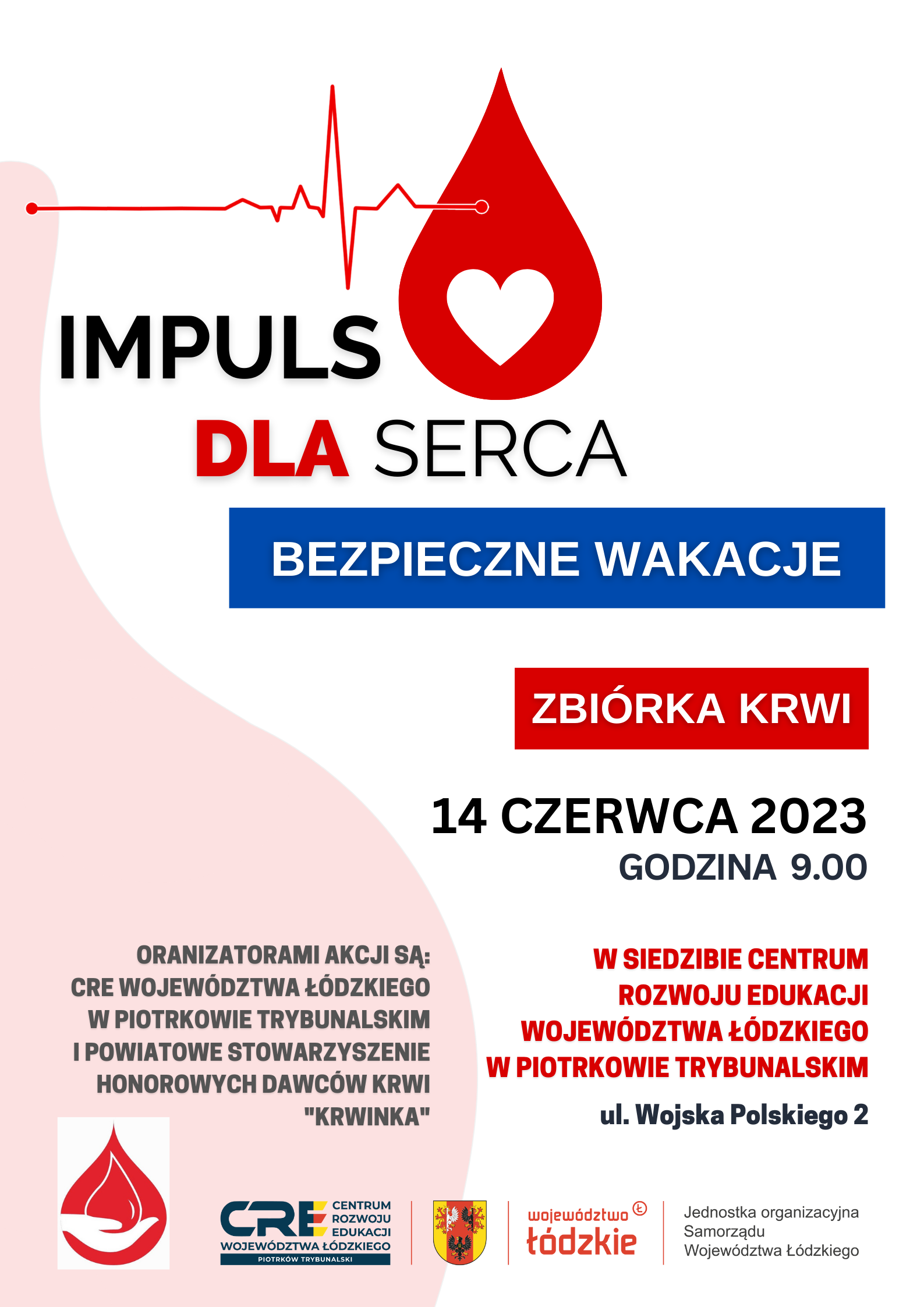 Kolejna zbiórka krwi w Centrum Rozwoju Edukacji Województwa Łódzkiego w Piotrkowie Trybunalskim już 14.06.2023 