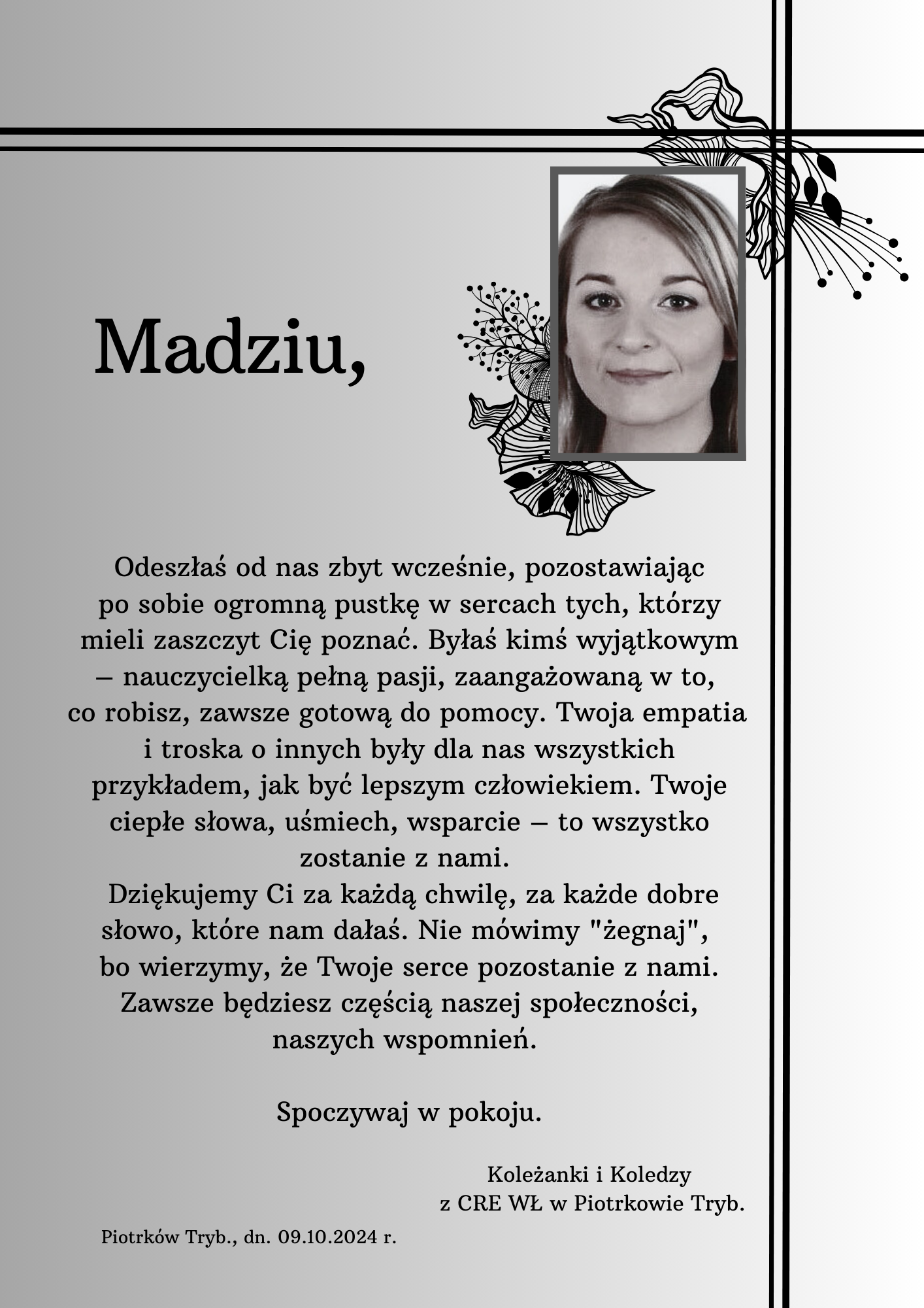 Pożegnanie Magdaleny Sadowskiej