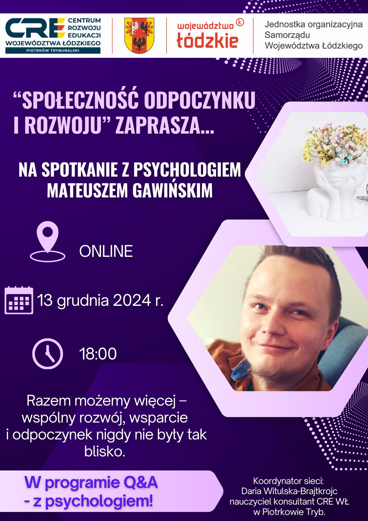 Zapraszamy na spotkanie z psychologiem Mateuszem Gawińskim!