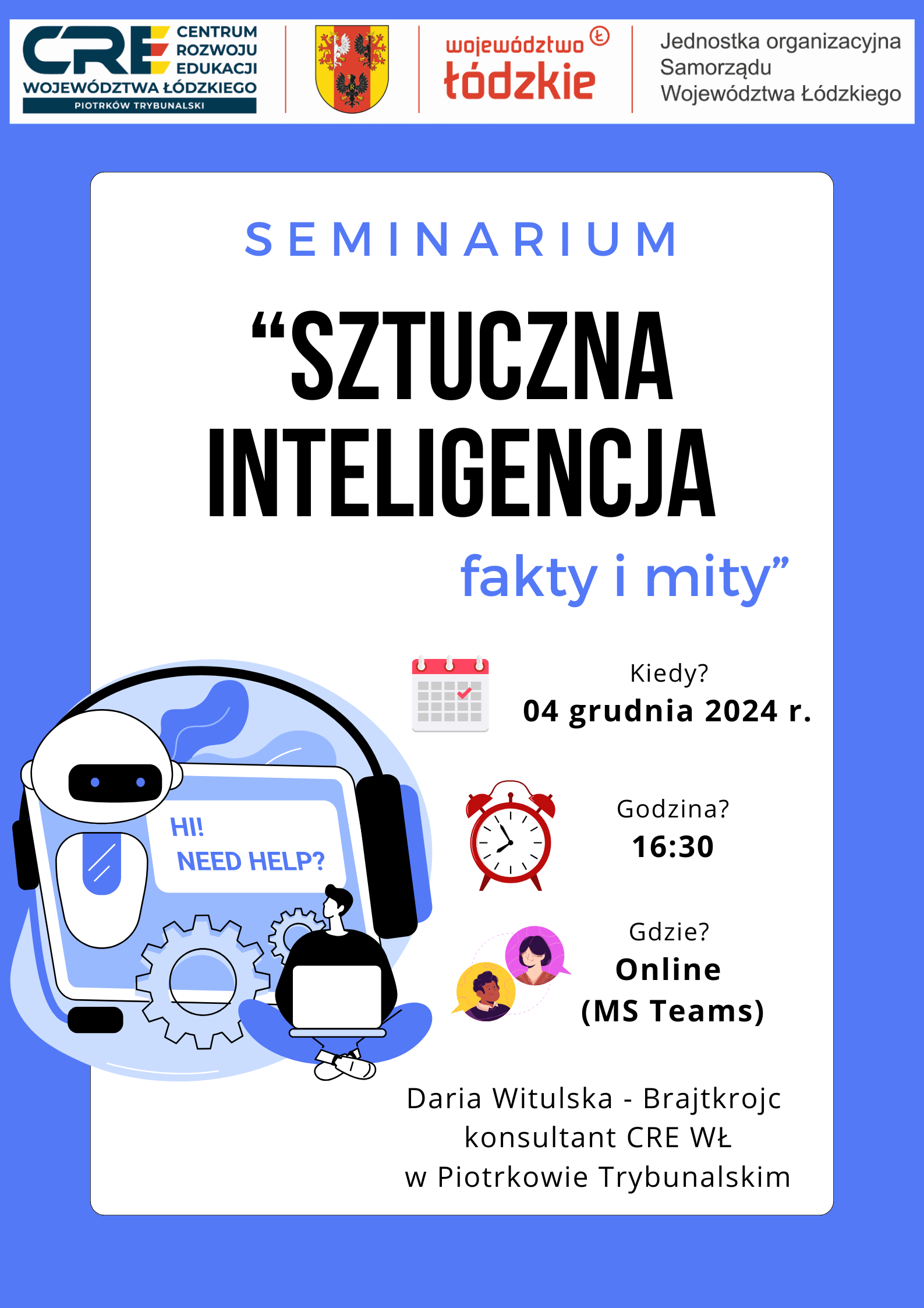 Zapraszamy na seminarium online: Sztuczna Inteligencja – fakty i mity!