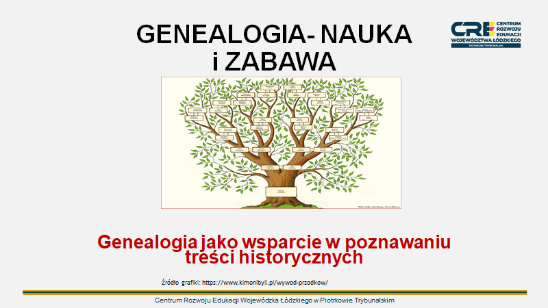 Genealogia. Nauka i zabawa. Genealogia jako wsparcie w poznawaniu treści historycznych - seminarium online