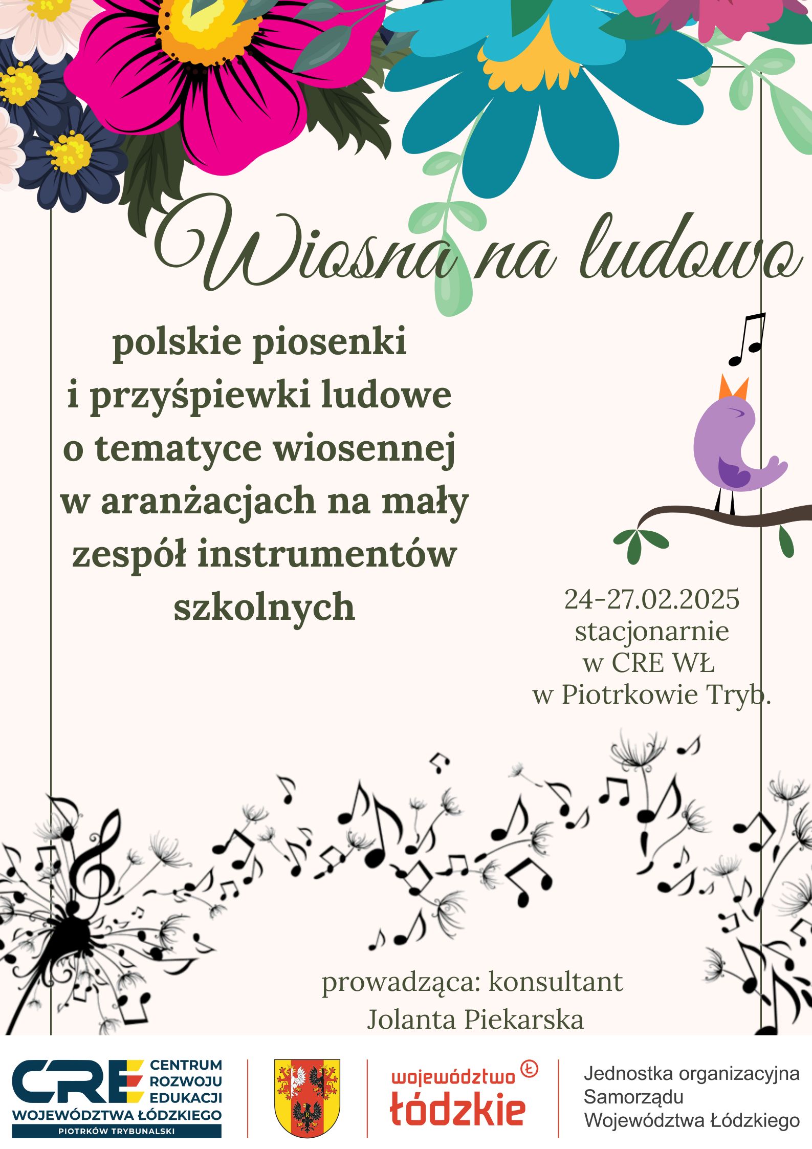 Wiosna na ludowo - polskie piosenki i przyśpiewki ludowe o tematyce wiosennej w aranżacjach na mały zespół instrumentów szkolnych - kurs doskonalący