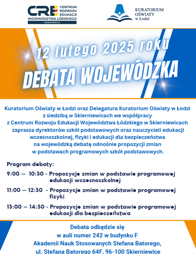 Wojewódzka debata odnośnie propozycji zmian w podstawach programowych szkół podstawowych.