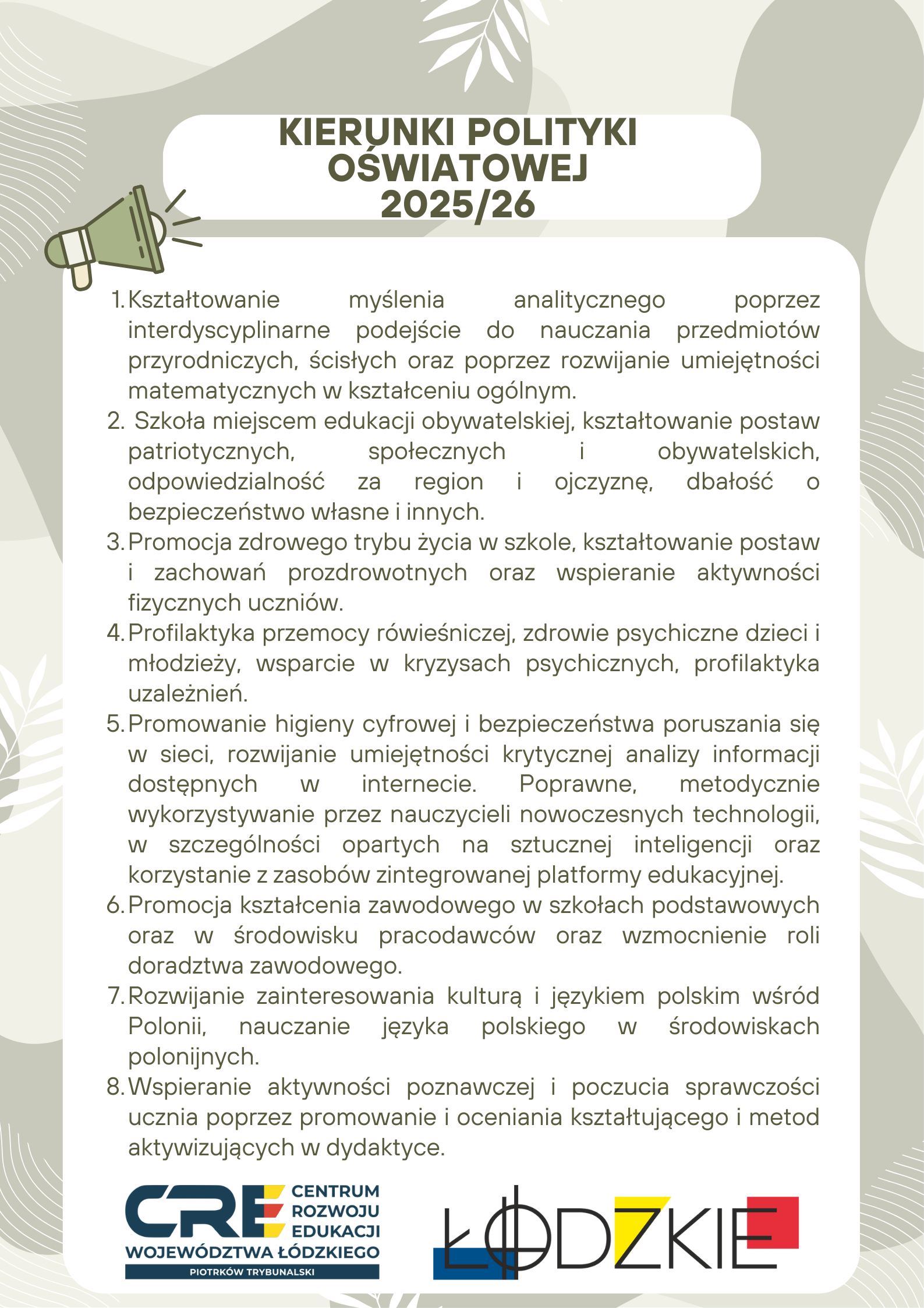 Kierunki polityki oświatowej państwa na rok szkolny 2025/2026