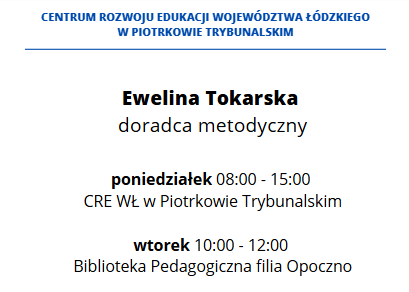 Dobre informacje: nowa doradczyni metodyczna – Ewelina Tokarska