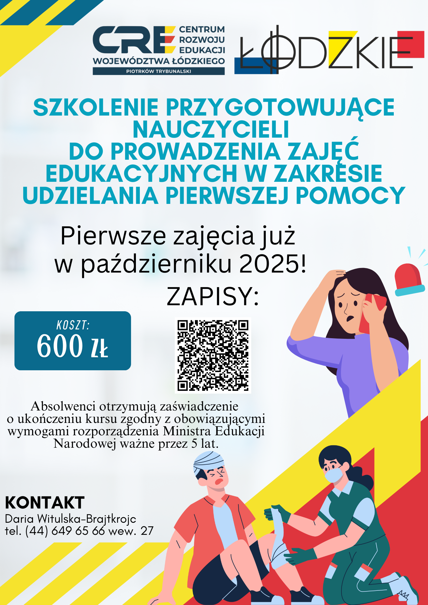 Już w październiku rusza szkolenie przygotowujące nauczycieli do prowadzenia zajęć edukacyjnych w zakresie udzielania pierwszej pomocy! 
