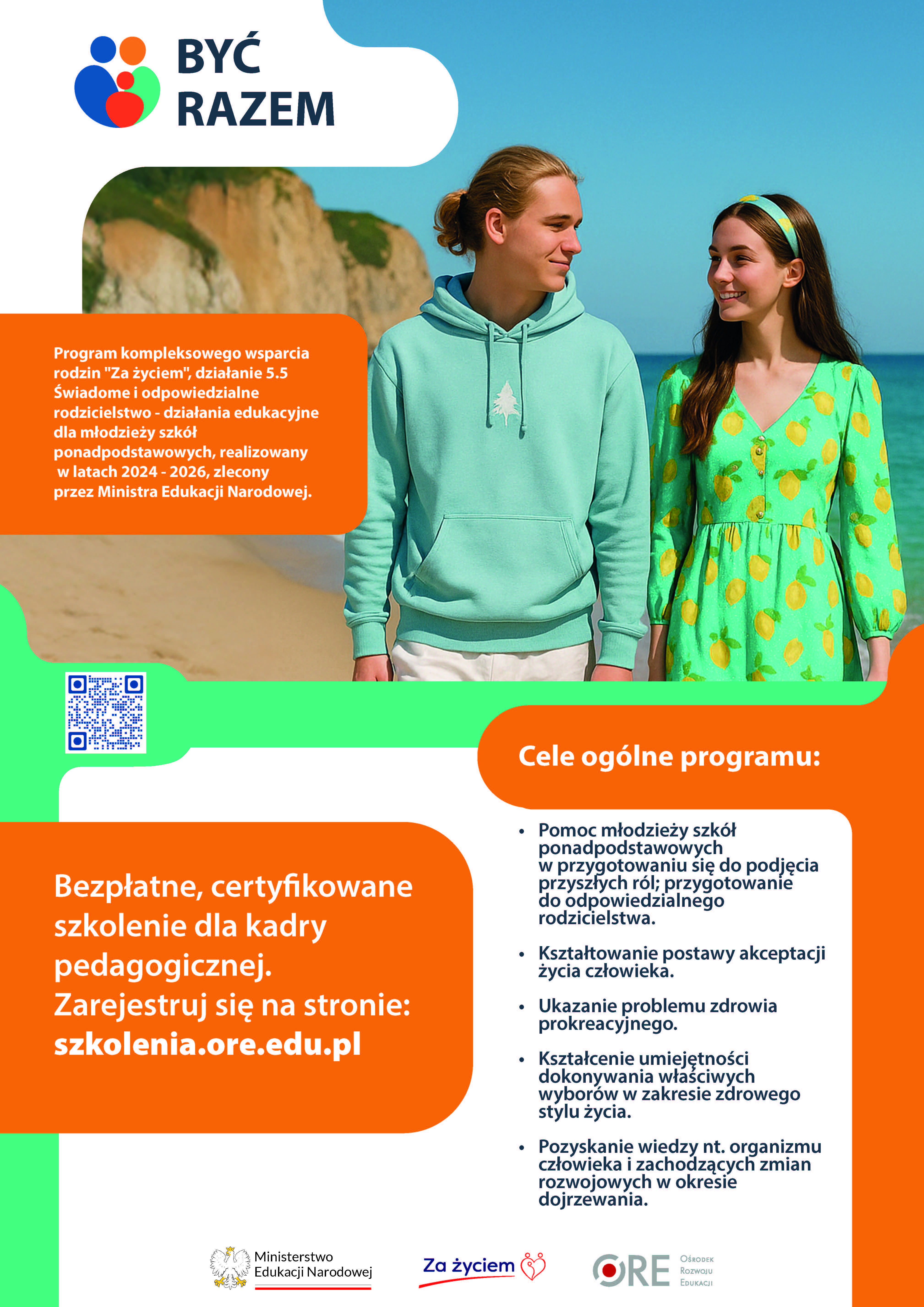 Wydział Promocji Zdrowia Profilaktyki i Wychowania w Ośrodku Rozwoju Edukacji zaprasza nauczycieli do udziału w bezpłatnych szkoleniach z warsztatów pn. „Być razem”