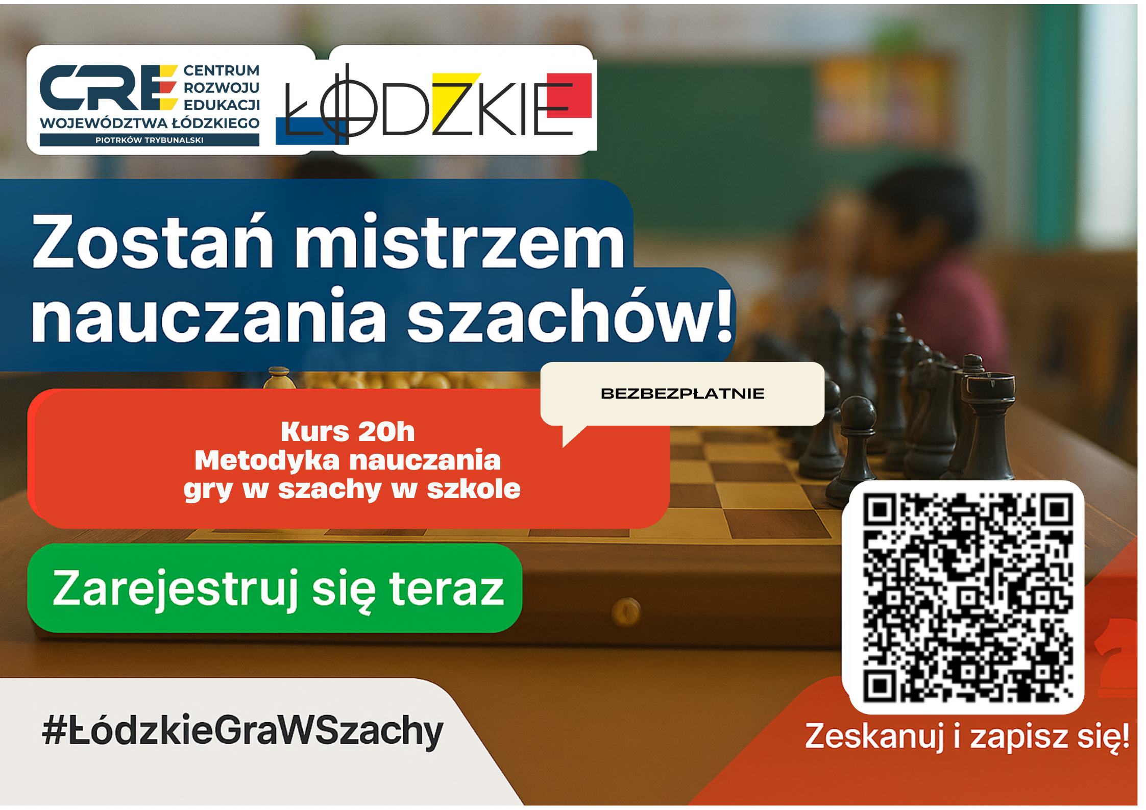 Zapraszamy na szkolenia dla nauczycieli, którzy chcą wprowadzić szachy do swojej pracy dydaktycznej i rozwijać kompetencje uczniów poprzez szachy. 