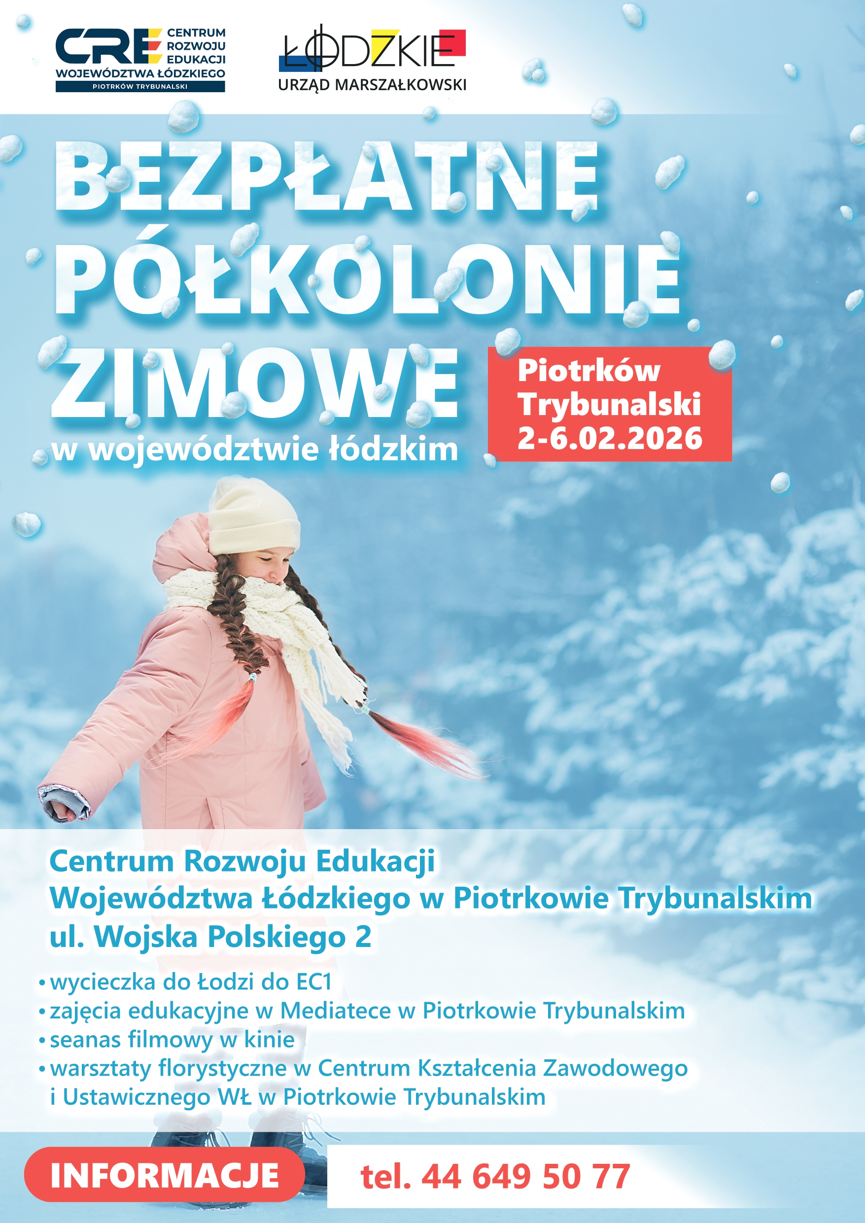 Bezpłatne półkolonie zimowe w województwie łódzkim