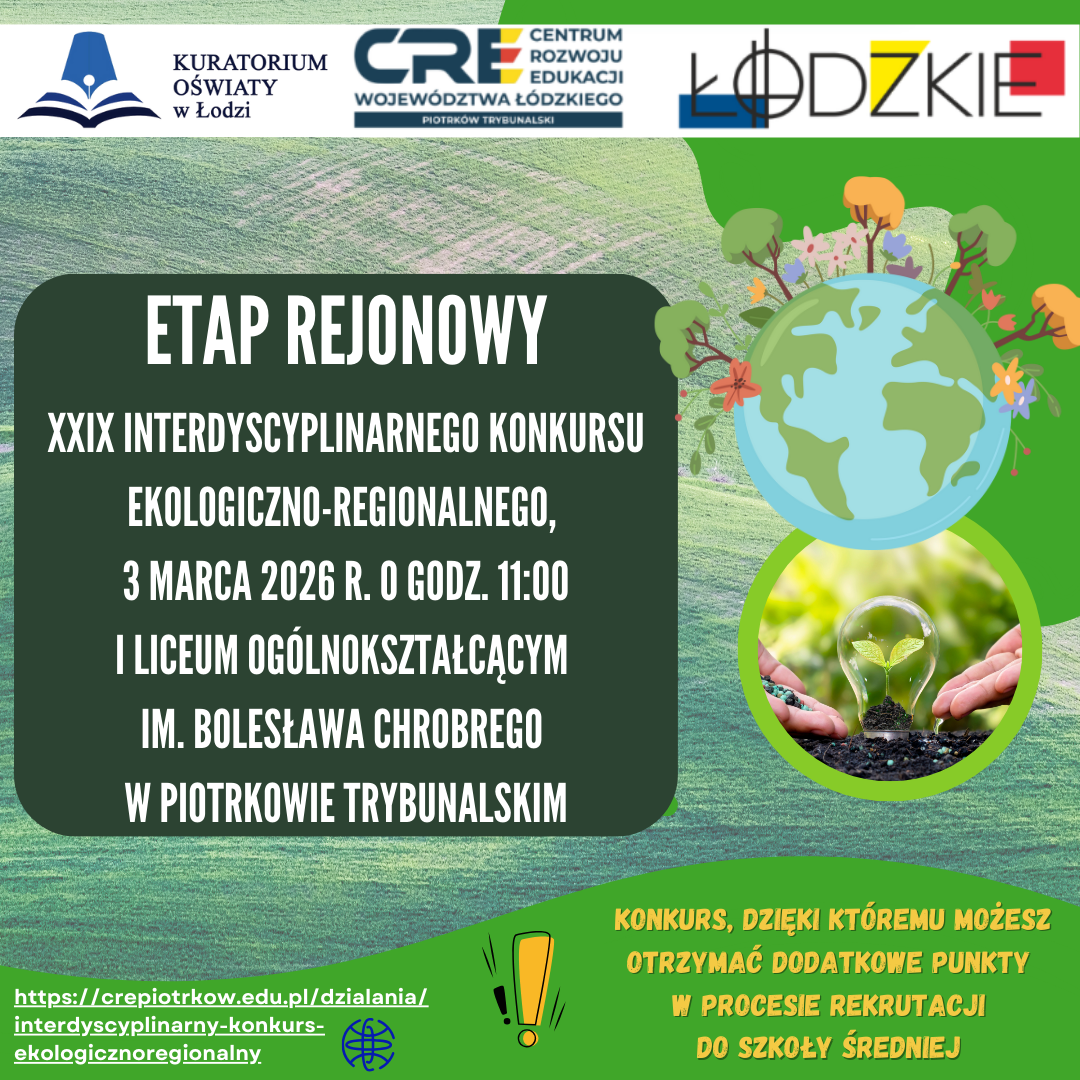 Lista osób zakwalifikowanych do etapu rejonowego XXIX Interdyscyplinarnego Konkursu Ekologiczno-Regionalnego