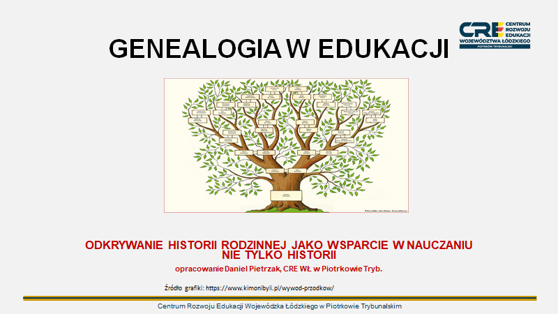 Seminarium pod tytułem: Genealogia w edukacji - odkrywanie historii rodzinnej jako wsparcie w nauczaniu nie tylko historii