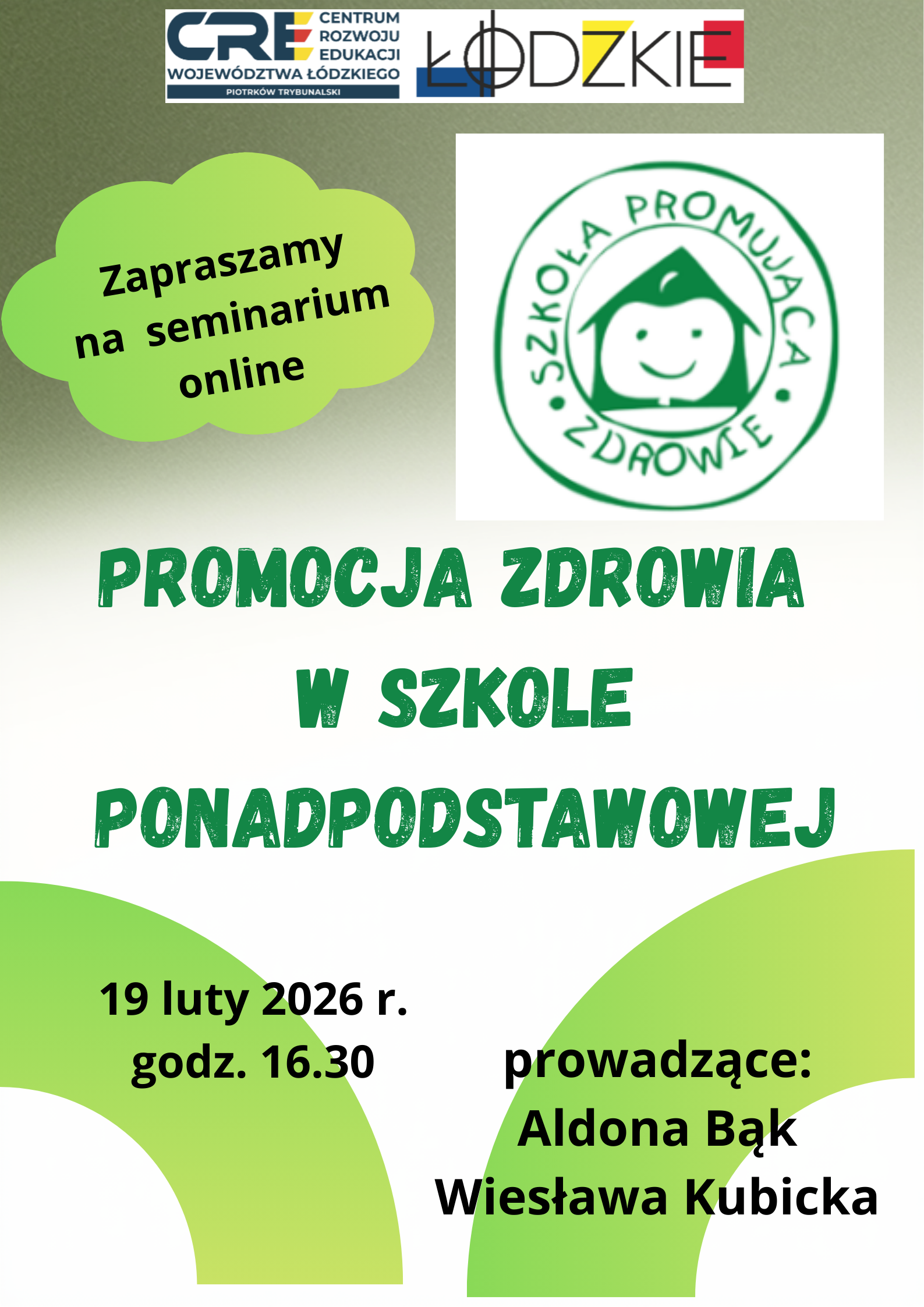 Zapraszamy na seminarium online: Promocja zdrowia w szkole ponadpodstawowej