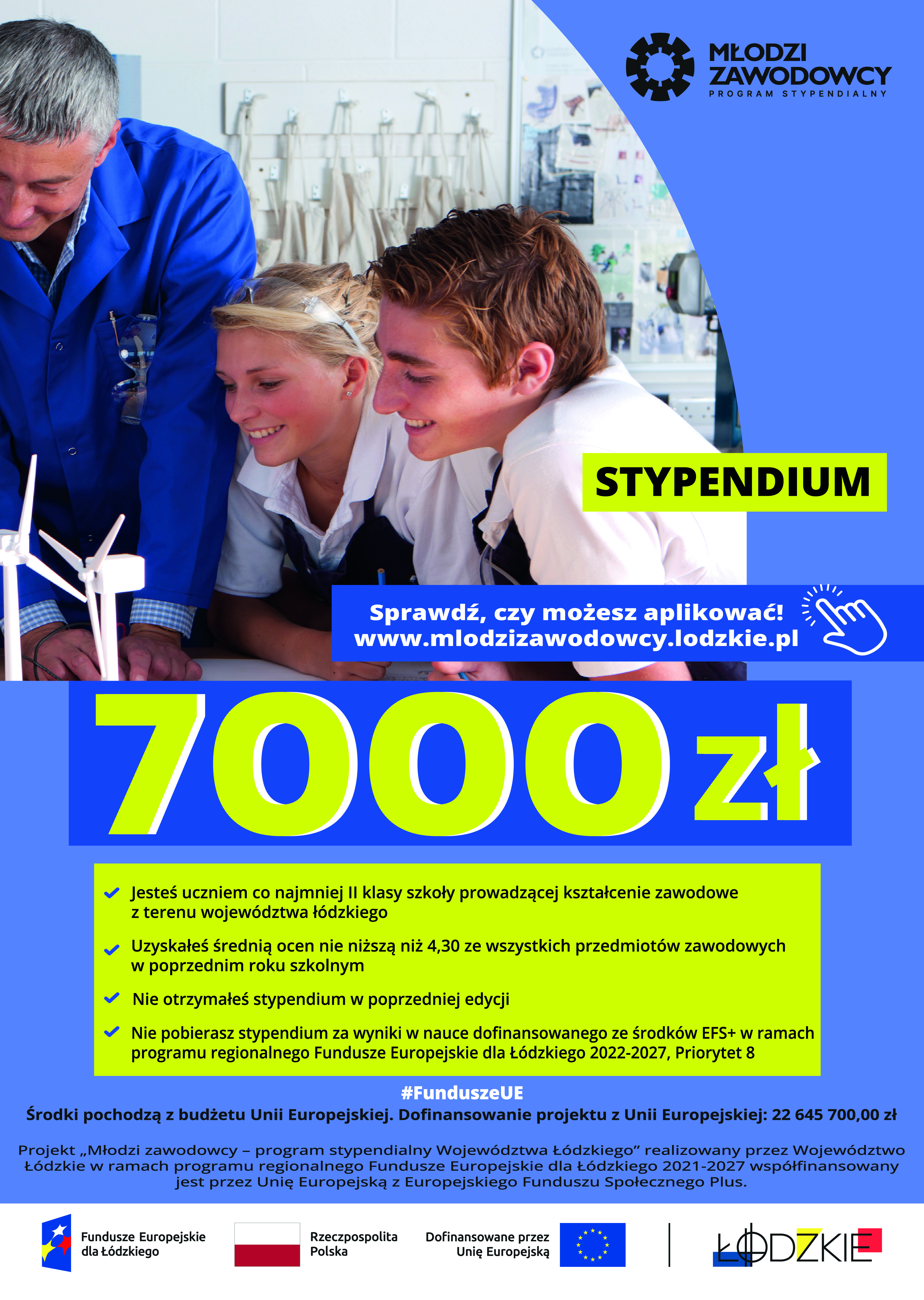 Projekt stypendialny pn. Młodzi zawodowcy – program stypendialny Województwa Łódzkiego