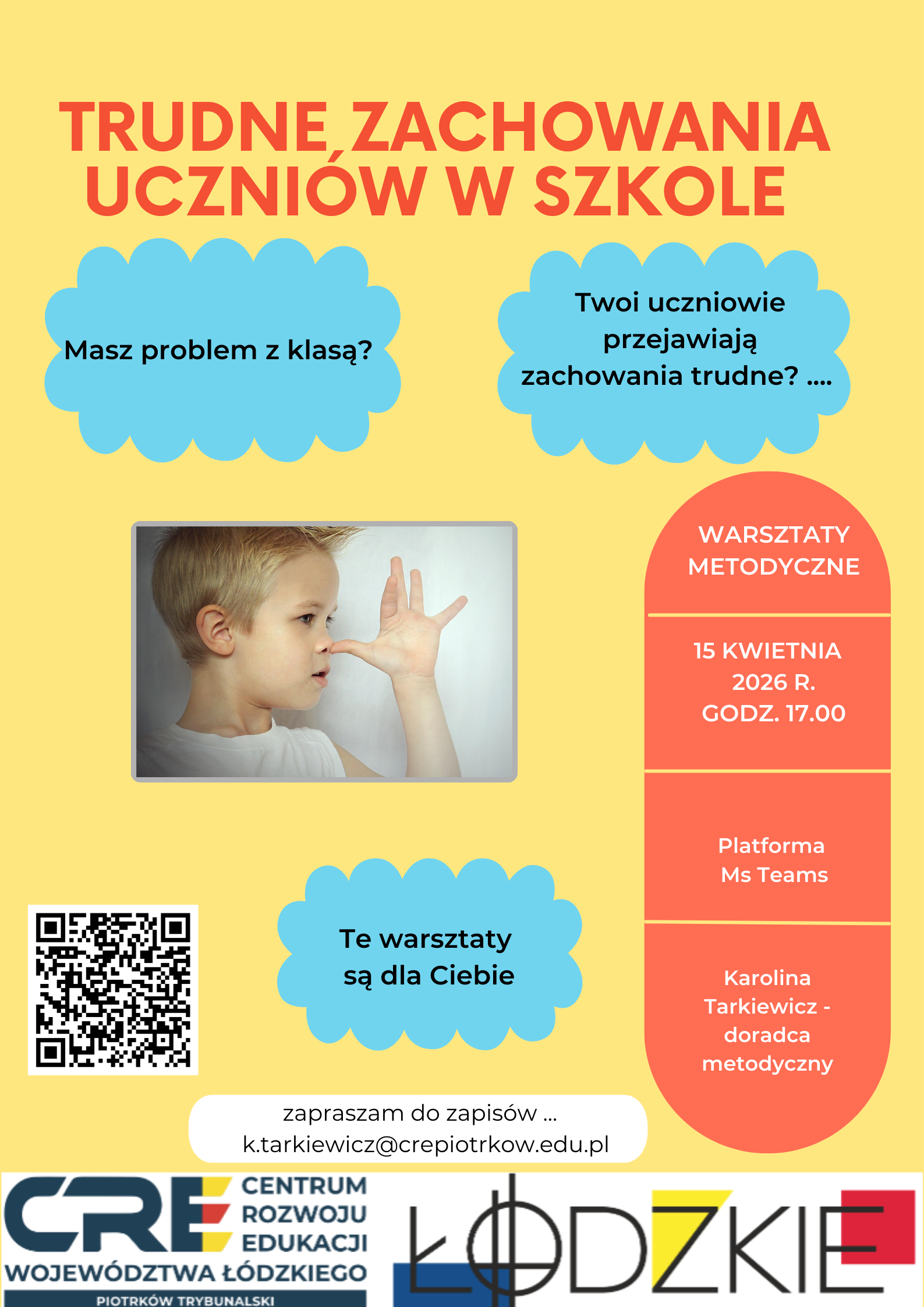 Zaproszenie na warsztat metodyczny: Trudne zachowania uczniów w szkole